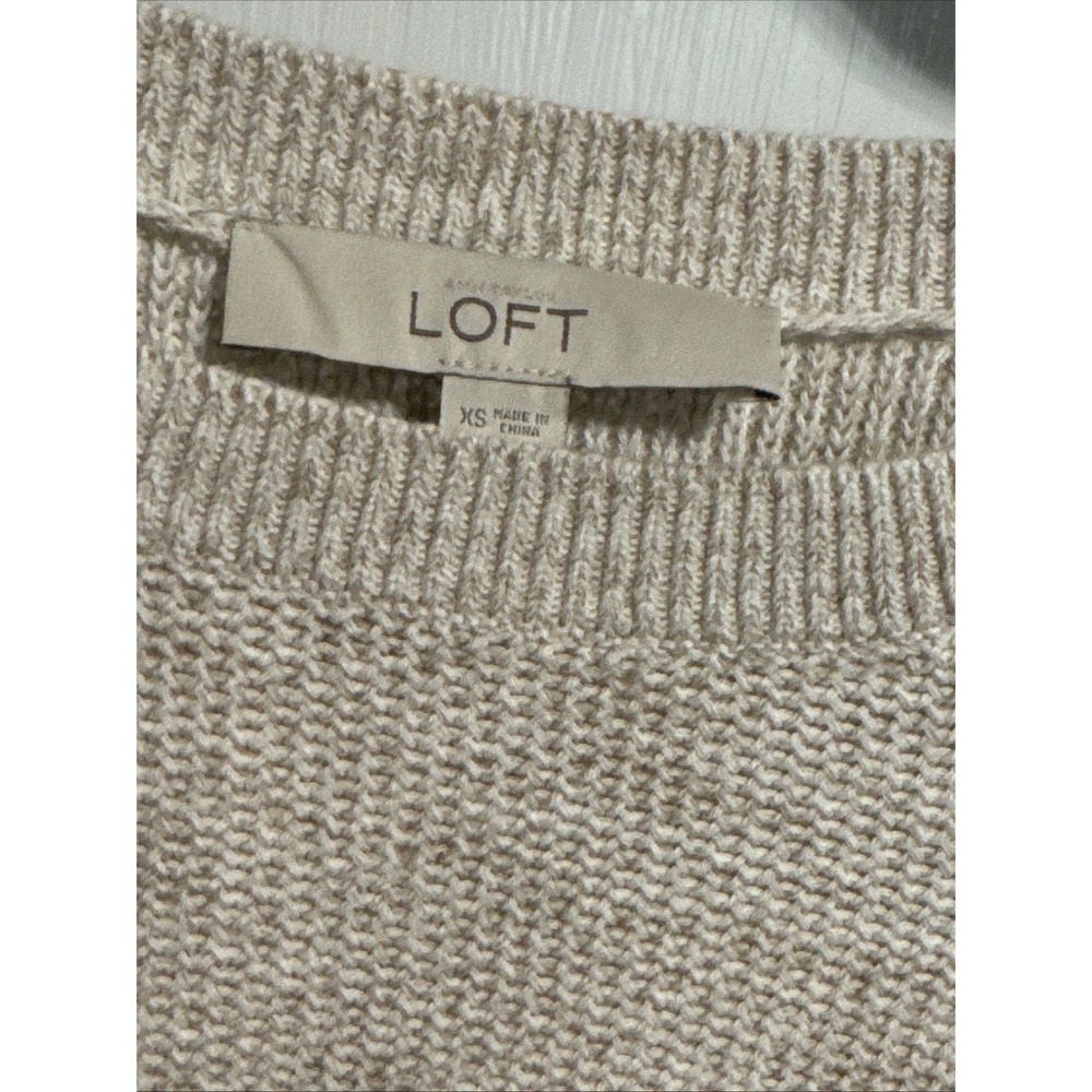 ANN TAYLOR LOFT Round Neck Long Sleeve Oatmeal Sweater Women's XS Minimal